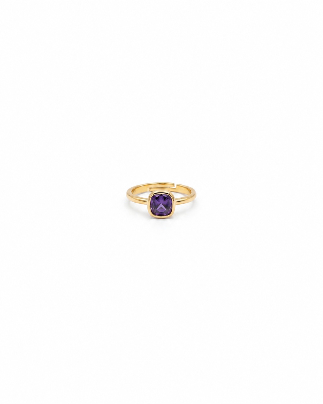 Cushion Cut Amethyst Solitaire Ring